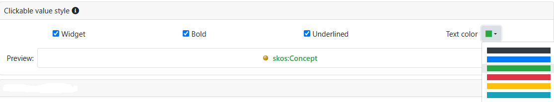 Options for Clickable value style