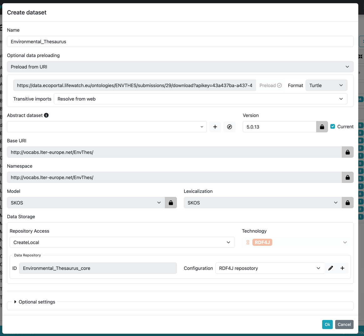 Dataset catalogs: Datasets management create dataset