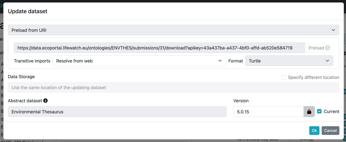 Dataset catalogs: Datasets management update dataset