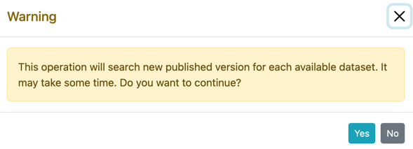 Datasets update confirmation