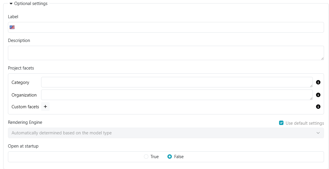 Optional Settings for project creation