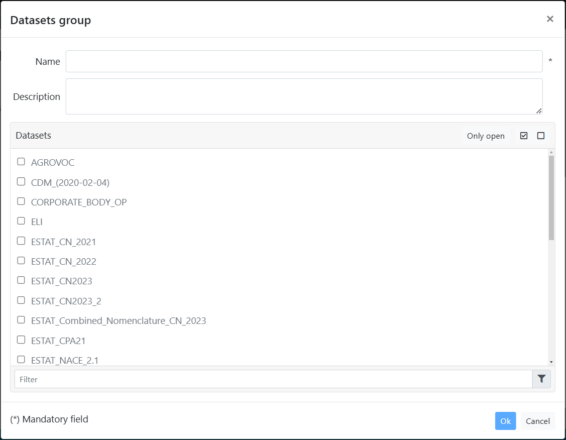 Search group dialog