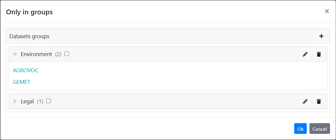 Search groups dialog