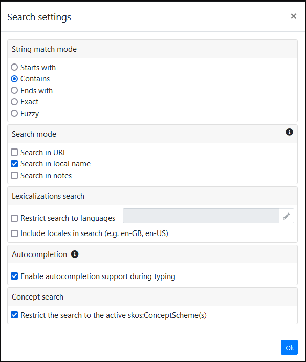 search settings