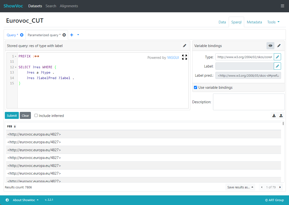 sparql parameterized query editor